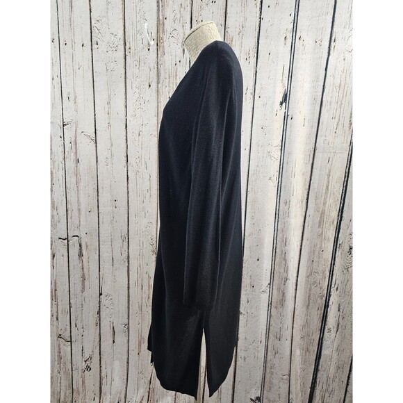 CS Women's Large Talbots Black Duster Lightweight Open Front Cardigan Sweater - Picture 5 of 7